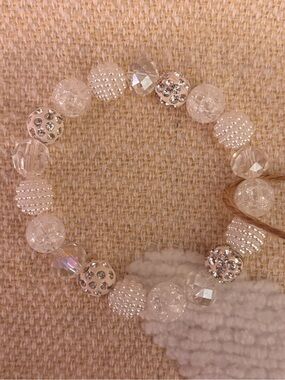 Crystal, Rhinestone, & Clear Beaded Stretch Bracelet